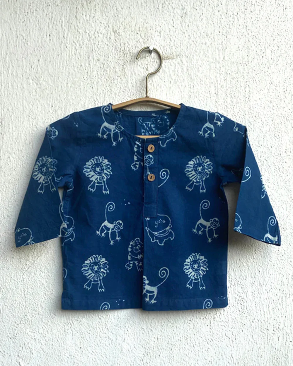 Whitewater Kids Indigo Kurta-Animal Pattern-Organic Cotton-For Infants