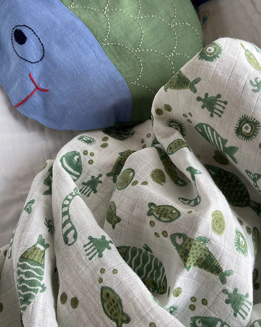 Whitewater Kids Koi Mint Organic Muslin Swaddle-GOTS Certified Organic Cotton-Infant Wraps - Image 4