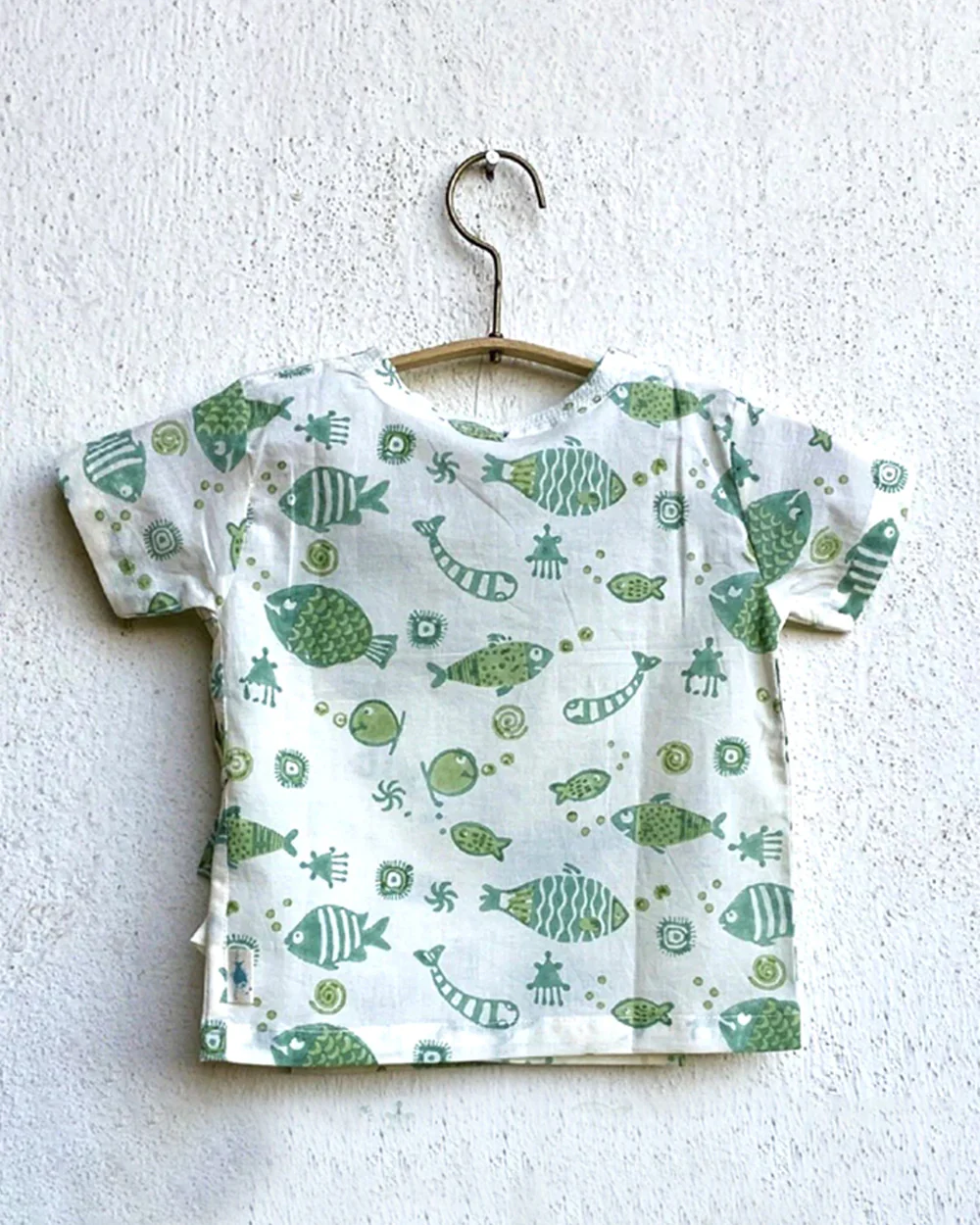 Whitewater Kids Mint Jhabla Set-Half Sleeves-Animal Pattern-Organic Cotton-For Infants - Image 5