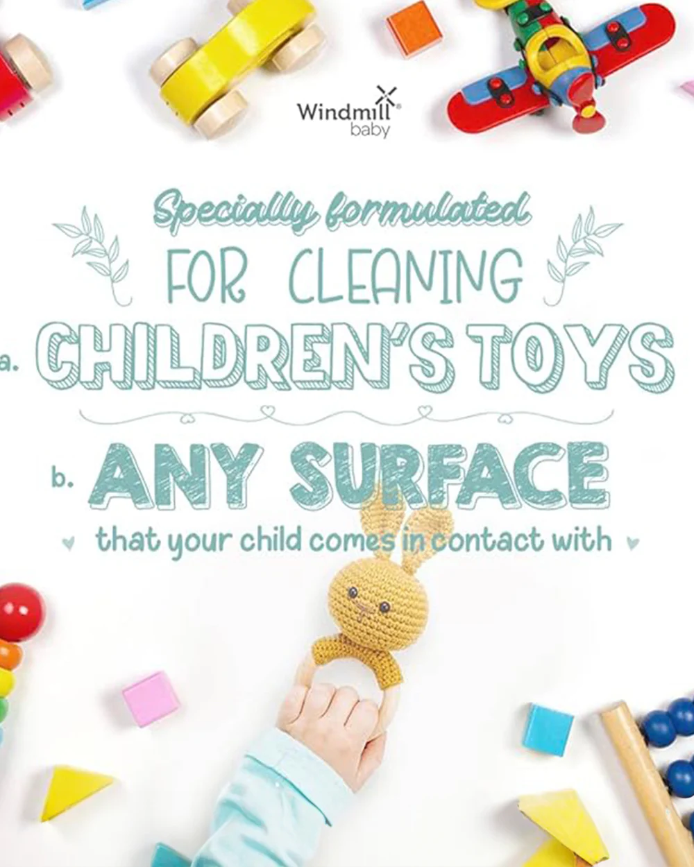 Windmill baby Natural Toy and Multi Surface Cleaner-USDA Certified Plant Based Cleaner-Fragrance Free & Safe For Infants - Image 4