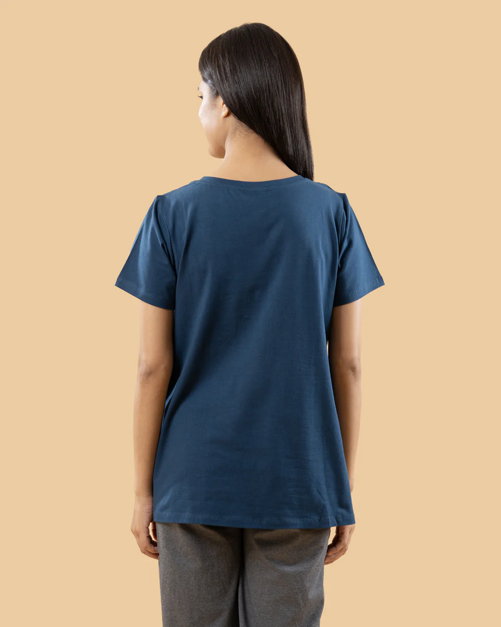 Wobbly Walk Indigo Blue Maternity Nursing Top-Solid Color-Cotton-Bump Friendly - Image 3