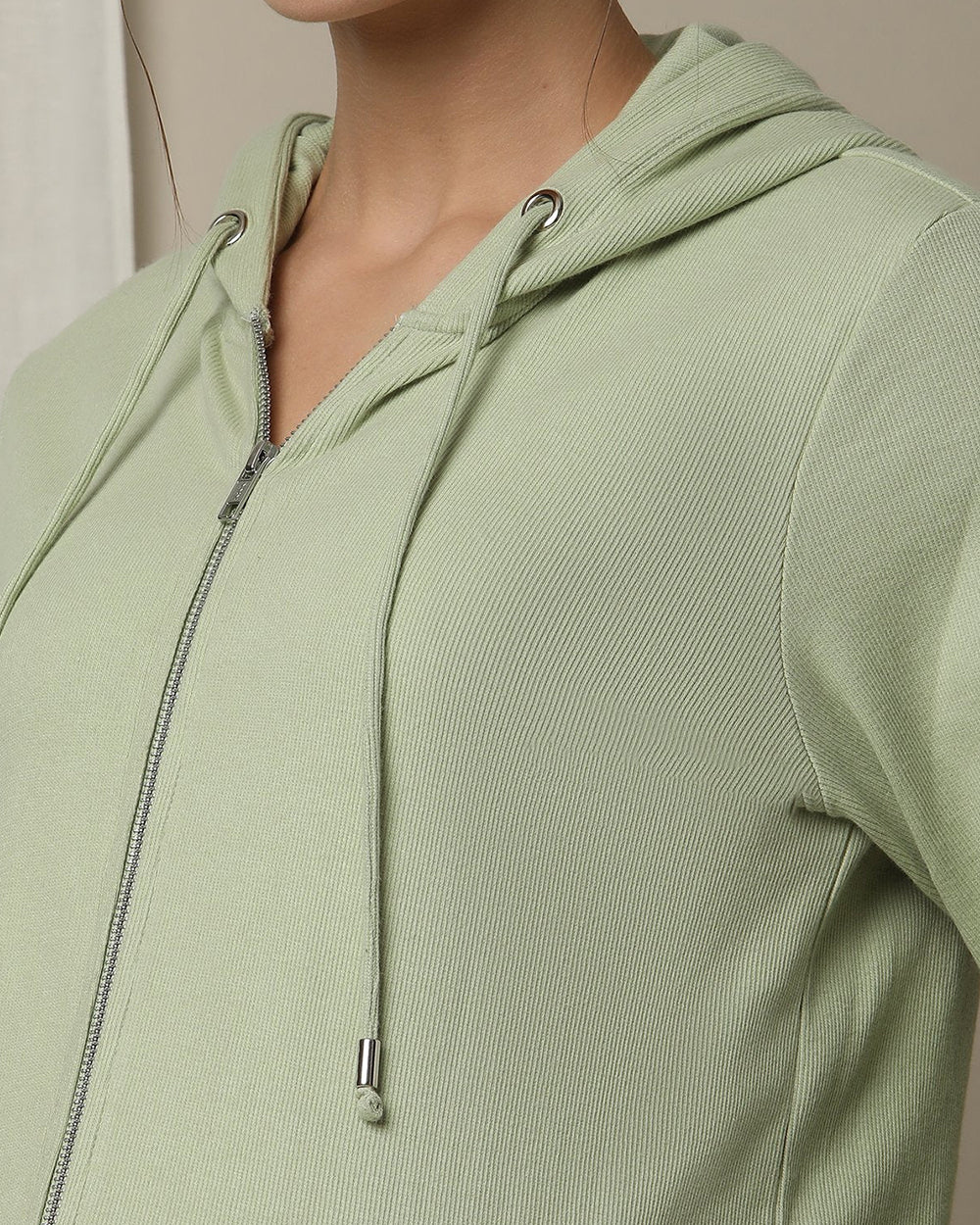 Wobbly Walk Sage Green Maternity Nursing Coord Set-Hooded Neck-Solid Color-Cotton-Bump Friendly - Image 5