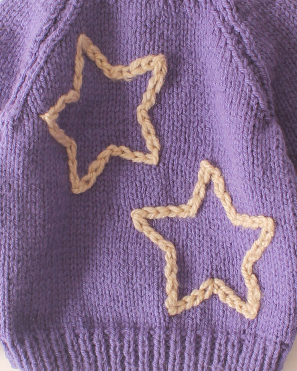 Woonie Violet Sweater-Star Embroidered-Acrylic Handmade-For Infants - Image 3