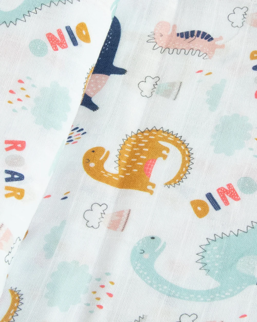 Yellow Doodle 100% Organic Cotton Muslin-Dino Friend-Reversible Bib & Burp Cloth Set of 2-For Infants - Image 4