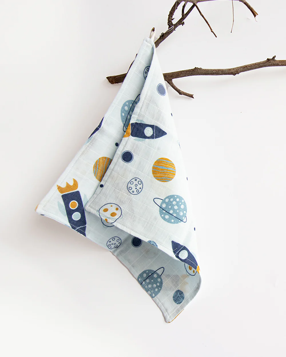 Yellow Doodle Organic Muslin Wipes-Set of 6 Wash Cloths-Stars & Sky-For Infants - Image 3