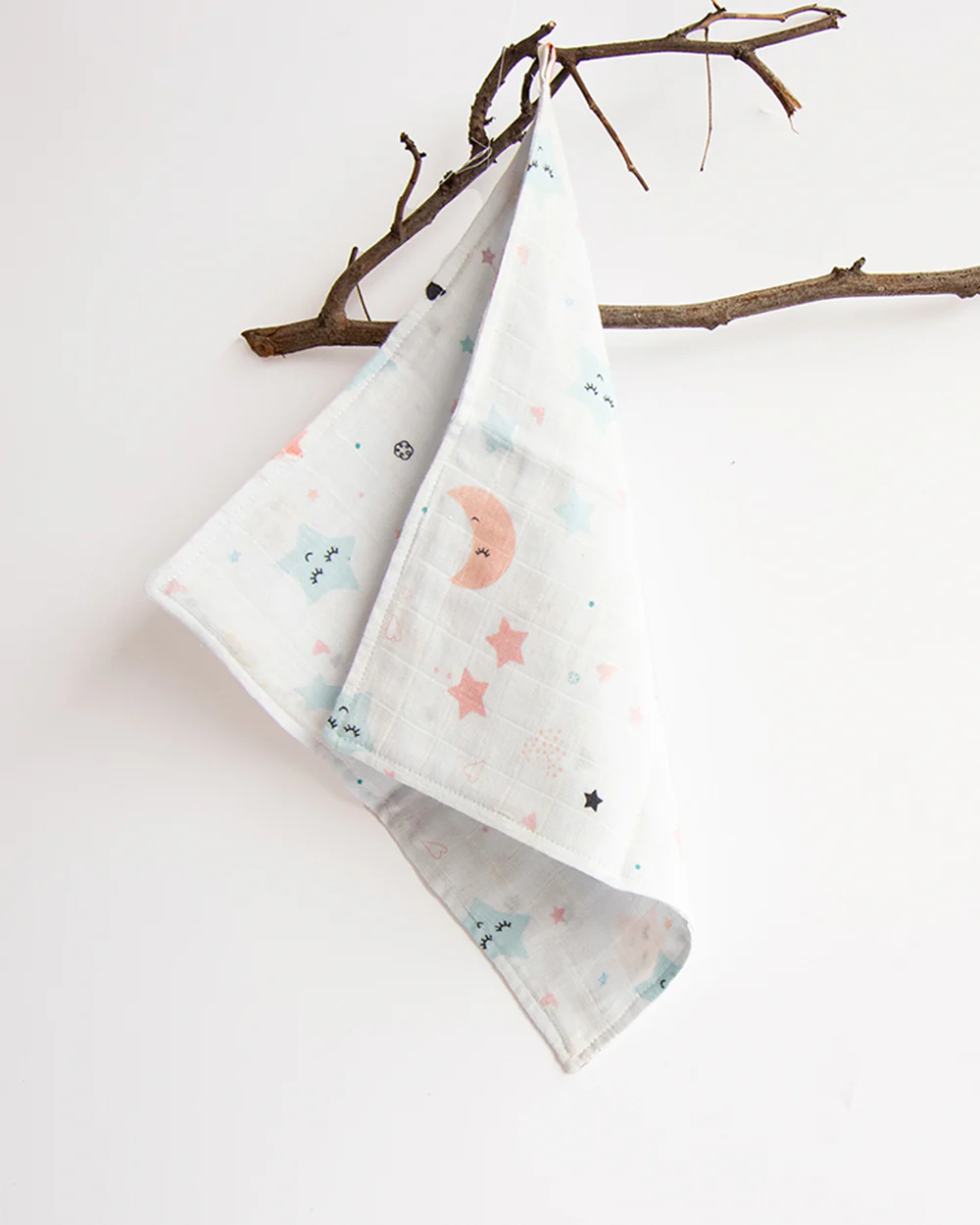 Yellow Doodle Organic Muslin Wipes-Set of 6 Wash Cloths-Stars & Sky-For Infants - Image 7