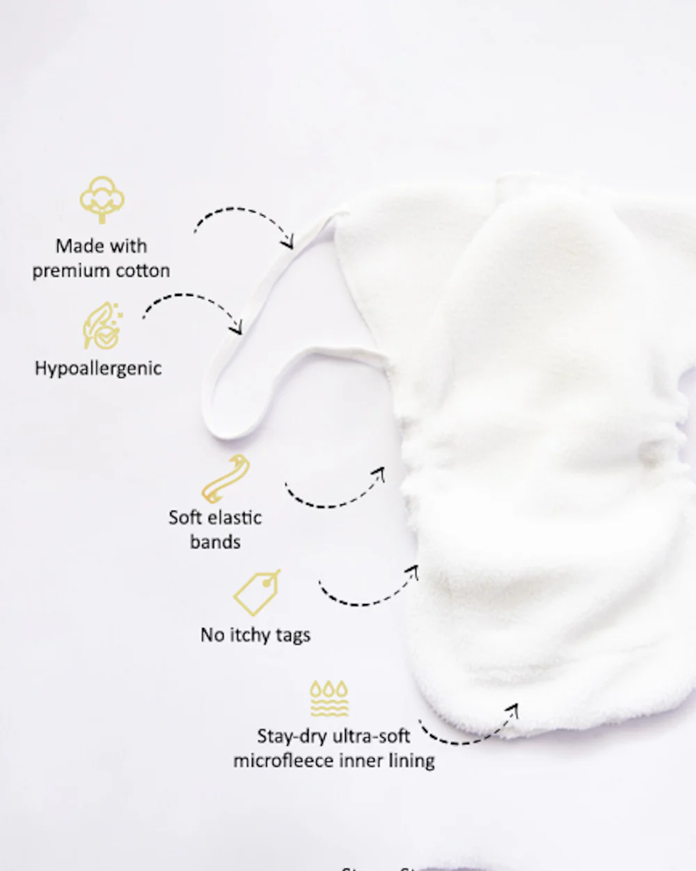 Yellow Doodle Peach Hearts Nappy & Vest-Organic Cotton-Set of 4-For Infants - Image 5