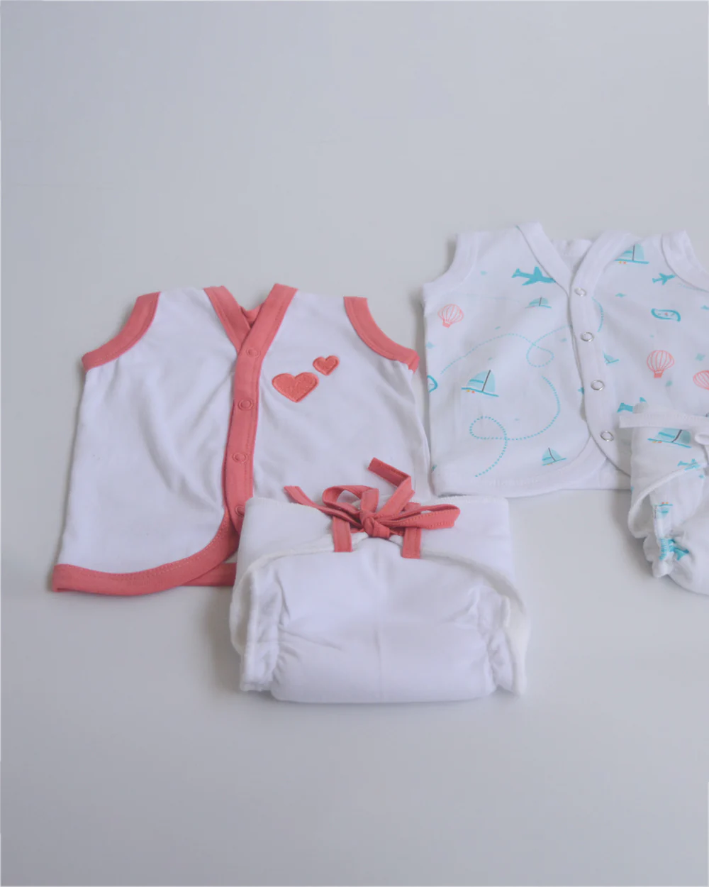 Yellow Doodle Red Hearts Nappy & Vest-Organic Cotton-Set of 4-For Infants - Image 7