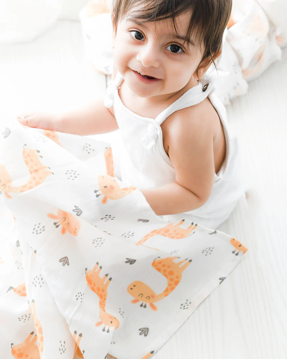 Yellow Doodle Reversible Baby Giraffe Muslin Baby Blanket-100% Organic Cotton-For Infants - Image 5
