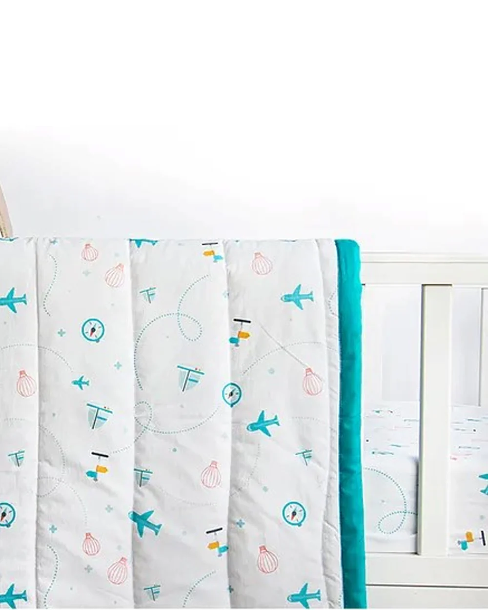 Yellow Doodle Reversible Lil Travellers Baby Quilt-GOTS Certified Organic Cotton-For Infants - Image 4