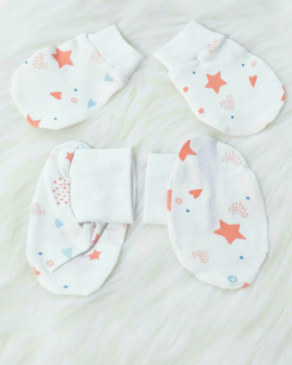 Yellow Doodle White Fairy Dust Cap, Mittens & Booties-Cotton-For Infants - Image 2