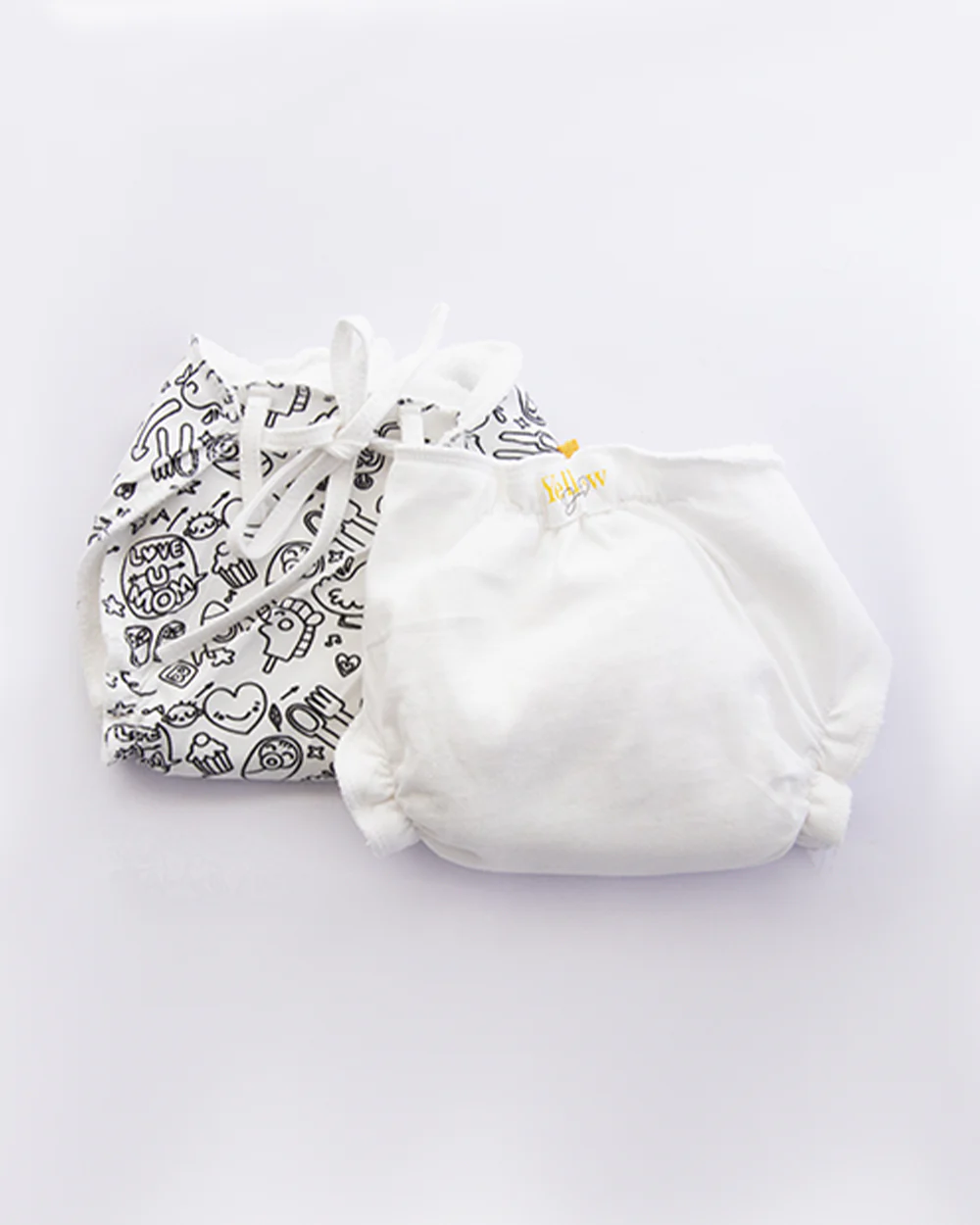 Yellow Doodle Yellow Hearts Dry Cloth Nappy-100% Premium Organic Cotton-Washable & Reusable-Pack of 2 - Image 5