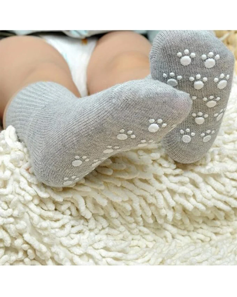 Youstylo Grey, Blue & Pink Socks-Printed-Cotton-Pack of 4-For Infants - Image 2